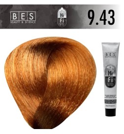 Tinte permanente para el cabello, bes HI-FI 9.43 RUBIO CLARISIMO COBRE DORADO 100 ml