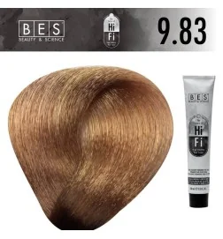 Tinte permanente para el cabello, bes HI-FI 9.83 RUBIO CLARISIMO DORADO BEIGE 100 ml