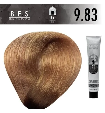 Tinte permanente para el cabello, bes HI-FI 9.83 RUBIO CLARISIMO DORADO BEIGE 100 ml