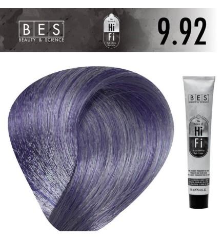 Tinte permanente para el cabello, bes HI-FI 9.92 AZUL VIOLETA RUBIO MUY CLARO 100 ml
