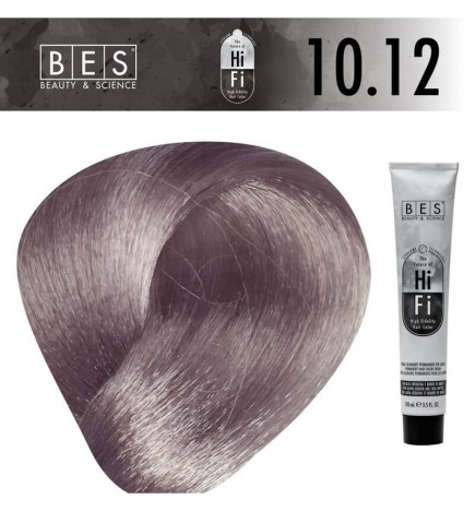 BES Hi-Fi 10.12 Ceniza Violeta Ultra Claro Rubio 100 ml. Tinte permanente para el cabello tono profesional
